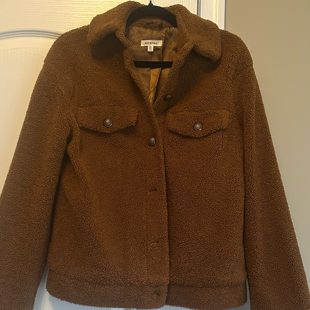 Max Studio Brown Teddy Jacket - image 3